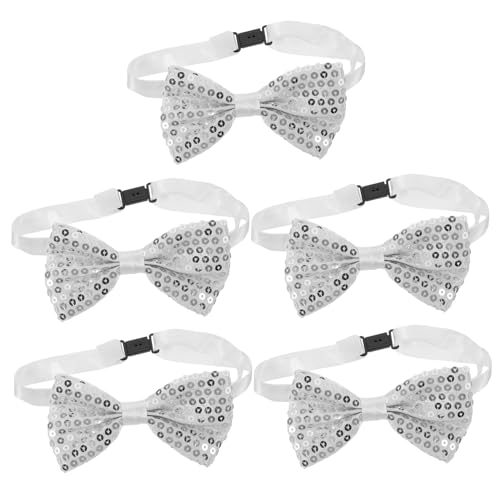 Beaupretty 5pcs Shiny Sequin Bow Ties for Boys and Girls Adjustable Pre-tied Bowties for Party and Stage Performance for Dress up and Graduation Photos
