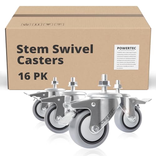 POWERTEC 17201-Case4 3" Heavy Duty Threaded Stem Swivel Cast...