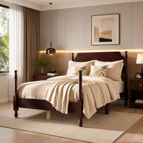 Full Vintage Walnut Platform Bed