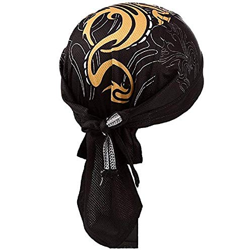 Queenland Sweat Wicking Dew Rag Beanie Helmet Liner Cooling Skull Cap Quick Dry Adjustable Hat Head Wrap For Mens Women Outdoor Sport Cycling Riding Camping Motorcycling Trekking (Dragon) #TOP1