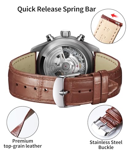 Image of BINLUN Leather Watch Band Genuine Calfskin Replacement Watch Strap Quick Release Crocodile Pattern 10 Colors 13 Sizes for Men Women(10mm,12mm,14mm,16mm,17mm,18mm,19mm,20mm,21mm,22mm,23mm,24mm)