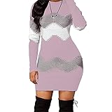 NIUBIA Women's Casual Long Sleeve Striped Dresses Knitted Dress Bodycon Dresses Stretchable...