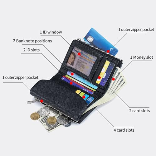 Unisex Pebble Leather Wallet, RFID Genuine Leather Wallets for Women, Compact Pocket Purse with Money Clip (red)3