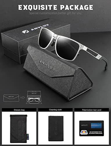 Image of ANYLUV Polarized Sunglasses for Men Rectangular Classic Al-Mg Metal Frame Sun Glasses Mens Sunglasses with UV Protection
