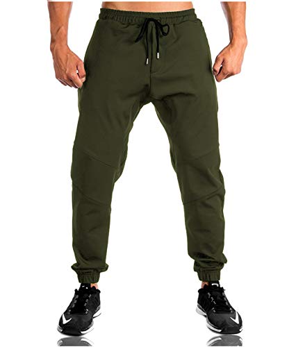 TBMPOY Calça masculina esportiva de corrida afunilada, 03 Green, 30
