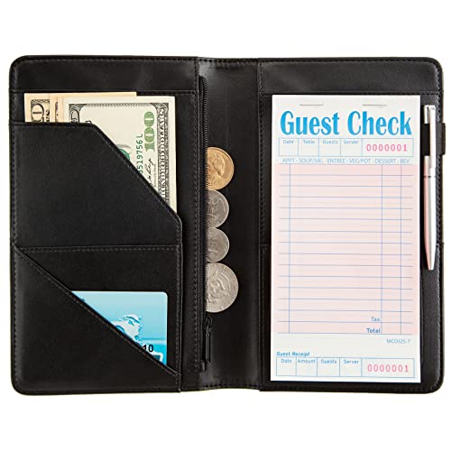 ANNAMISSI Server Books for Waitress,Cute Pocket Leather Money Organizer Wallet Note Pad Cash Bill Restaurant Guest Check Book Holder Pocket Presenter Fit Server Apron Waitress Book (Rose skull) by ANNAMISSI - Image 3