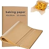 Sonsoke Juego de 50 hojas de papel para hornear, 3 tamaños (40 x 30 cm + 22 x 33 cm + 20 x 15 cm), resistentes al horno a 220 °C, sin blanquear, resistente al aceite y al agua para hornear, barbacoa