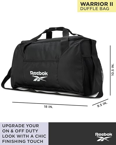 Reebok Duffle Bag - Carry On Gym Bag for Workout and Travel Duffel Bags - Small Size Overnight Bags for Women and Men, Size Small, Aleph Black3