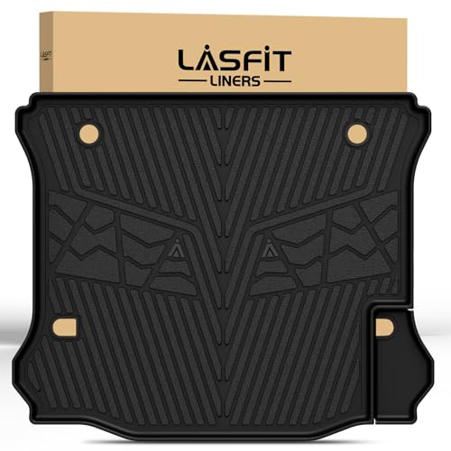 Image of LASFIT Cargo Mat for Jeep Wrangler JK 2011-2018 4 Doors Without Subwoofer | NOT for JL or 2-Door, All Weather, TPE, Custom Fit, Cargo Mat, Trunk Liner, Black