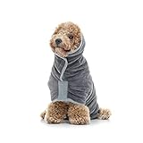 Lucky Paws® Hundebademantel – doppellagiger, Ultra-absorbierender & luxuriös weicher Bademantel Hund – Hunde in Minuten trocknen – Hundehandtuch & Hunde Bademantel in 1 (XL, Grau)