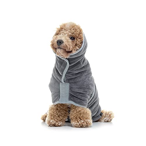 Lucky Paws® Hundebademantel – doppellagiger, Ultra-absorbierender & luxuriös weicher Bademantel Hund – Hunde in Minuten trocknen – Hundehandtuch & Hunde Bademantel in 1 (XL, Grau)