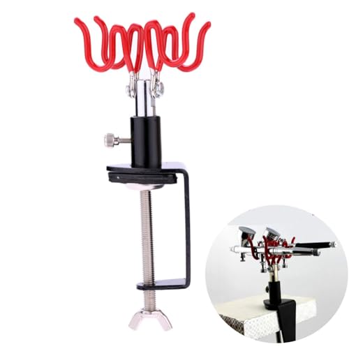 Spedertool Universal Airbrush Holder Clamp-on Airbrush Stand Holds up to 2 Gravity-Feed Airbrush Spray Gun (Red)