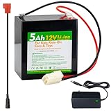 UNIKARO 12V 5Ah Li-ion Battery Pack, Replacement for Razor MX125 Dirt Rocket Electric Dirt Bike (5 Ah, All Versions) Kids Ride-On Cars and Toys, with Wiring Harness, Black and Green