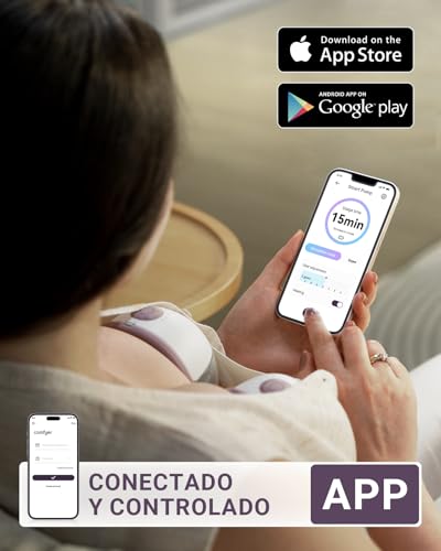 comfyer W2 Sacaleches Eléctrico Manos Libres, Extractor de leche doble para la boca del bebé,Brida de doble sellado con 3 tipos y 9 niveles, compresa térmica, carga magnética, control mediante APP - imagen 3