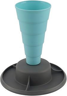 FABULETTA Foldable Piping Bag Holder with Sturdy Base, Pastry Icing Bag Stand for Baking, PP Cake Decorating Tool with Nozzle Tray Organizer, Blue and Grey