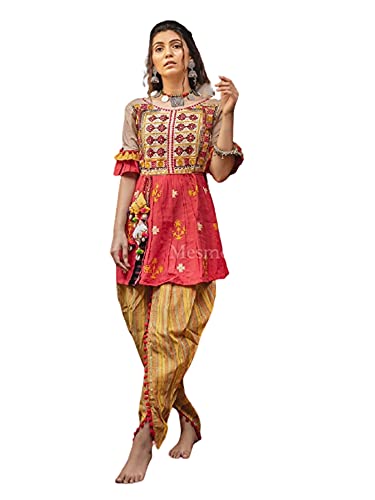Multi Gujarati Woman Dandiya Navratri Night Pure Khadi Kedia & Tulpenhosen-Set, handgefertigt, Dholidaya 6901 2, multi, X-Small Cover