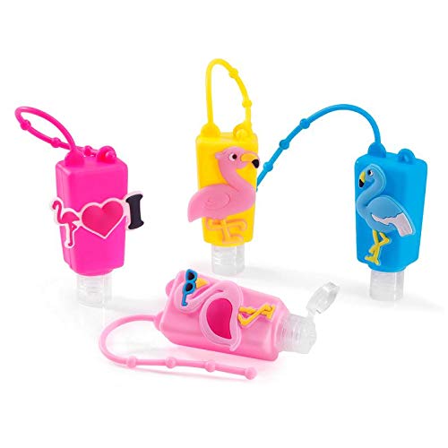 Preisvergleich Produktbild Reiseflaschenset,Tragbare Reiseflaschen Silikon,Silikon Reiseflaschen Klein,Tragbare Reiseflaschen Set,Nachfüllbare plastikflaschen,Tragbare Reiseflaschen Kinder(4pcs) (Flamingo)