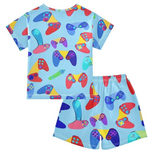 Colorful Controller Pajama Set Short Sleeve Pajamas Shorts Sets Cotton PJS 2 Piece Clothes Set 5Y2