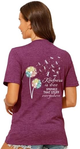 Be Kind Shirt for Women Teacher Kindness Positive Message Tshirt Dandelion Graphic Summer Tee Tops - Image 3