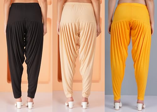 Image of Buy That Trendz Combo Offer (Pack of 3) Cotton Viscose Lycra Dhoti Patiyala Salwar Harem Bottoms Pants for Womens (White, Maroon, Black)