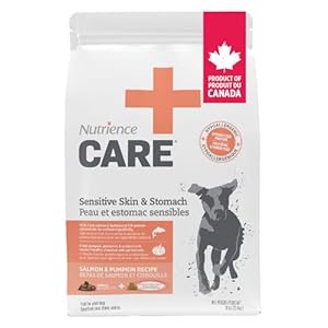 Nutrience Care Sensitive Skin & Stomach Hypoallergenic Adult Dog Food, 10 kg (22 lb), Salmon & Pumpkin, Grain & Gluten Free, Fresh Canadian Protein, Dry Dog Food, Nourriture Pour Chien