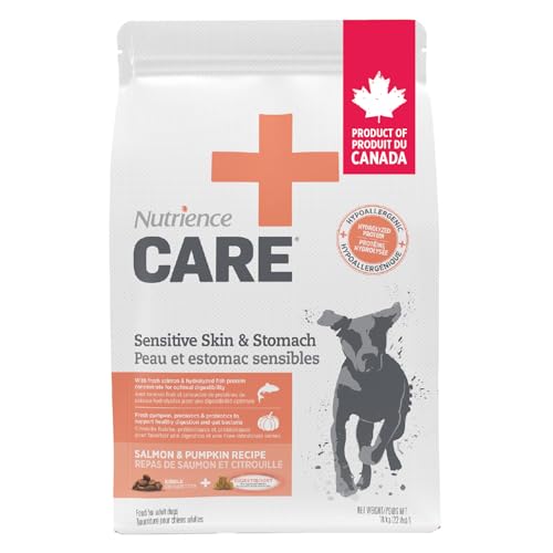 Nutrience Care Sensitive Skin & Stomach Hypoallergenic Adult Dog Food, 10 kg (22 lb), Salmon & Pumpkin, Grain & Gluten Free, Fresh Canadian Protein, Dry Dog Food, Nourriture Pour Chien by Nutrience - Used condition - CA$89.77