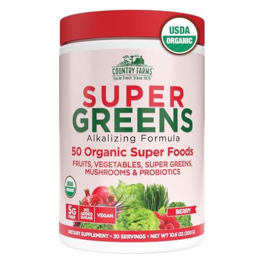 COUNTRY FARMS Super Greens, Alkalizing Formula, Berry, 10.6 oz (300 g)