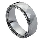 8mm Tungsten Carbide Facet Cut Square Pattern Wedding Band Ring for Men Or Ladies