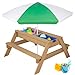 Best Choice Products Kids 3-in-1 Outdoor Wood Activity/Picnic Table w/ Umbrella and 2 Play Boxes