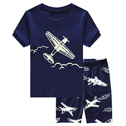 Boys Pajamas 100% Cotton Airplane Boys Snug Fit Pjs Summer Toddler Sleepwear 1 2 T