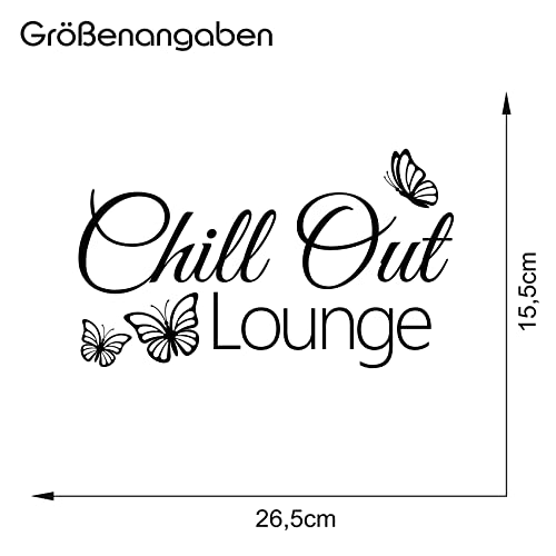 Dekoaufkleber Chill Out Lounge 26,5x16,5cm für Jugendzimmer Schlafzimmer Kinderzimmer Tür Türaufkleber Wandtattoo Wand Sticker Aufkleber selbstklebend Y072 (Schwarz)