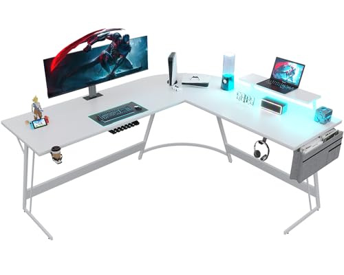 Vecys Monitorständer Mit Schublade - Ergonomischer Schreibtischständer Aus MDF, 48x20cm - Mit Abschließbarem Fach & Handyhalter