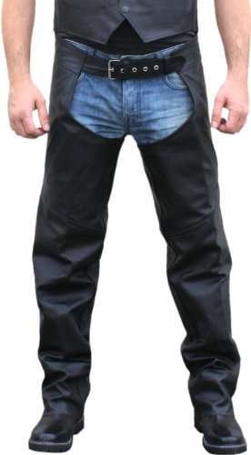 German Wear Chaps en cuir pour motards Noir Noir Noir L Cover