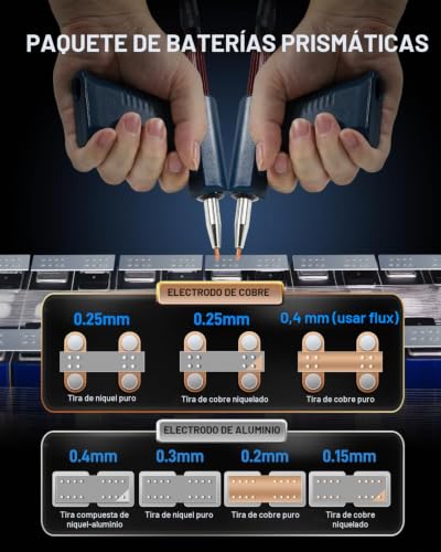 Miniatura 4 de Soldadora Por Puntos De Batería Glitter 811h 2 En 1 Con Medición De Resistencia, 42000w 7000a, De Cobre, Aluminio Y Níquel, Para Baterías De Litio Lifepo4 18650, Modos At Mt, Funcionamiento 24 Horas