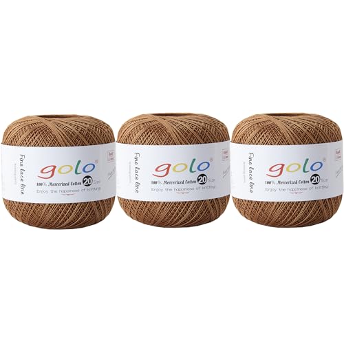 Image of golo 3 Balls Crochet Thread Size 20 Embroidery Thread Crochet Yarn for Hand 143