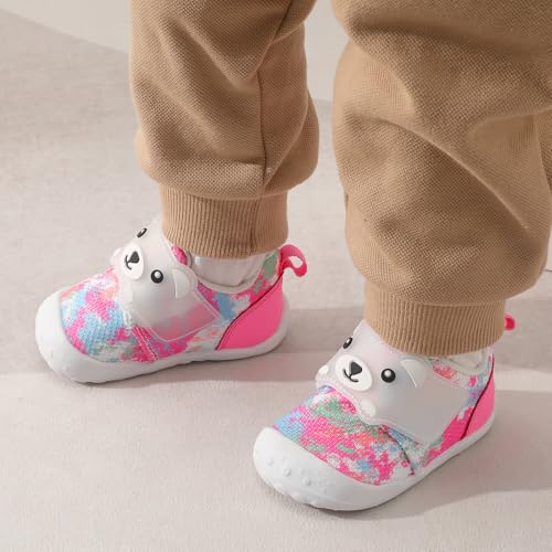 Image of FEETCITY Baby Walking Shoes Wide Baby Shoes Boys Girls Infant Sneakers Crib Shoes Breathable Toddler Barefoot Shoes Slip On Shoes