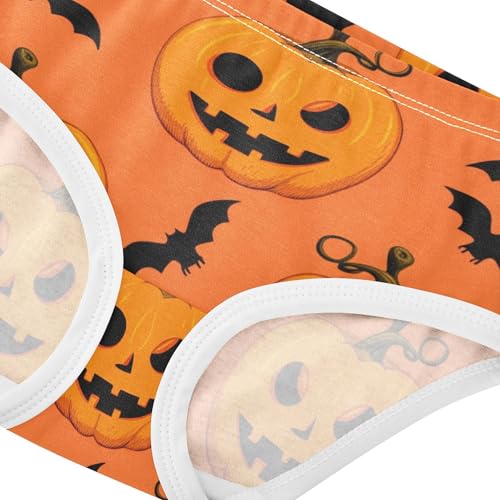 Cotton Toddlers Underwear Floral Jack Lantern Pumpkins Bats Orange Panties Little Girl Artistic Undies Kids Briefs 2t4
