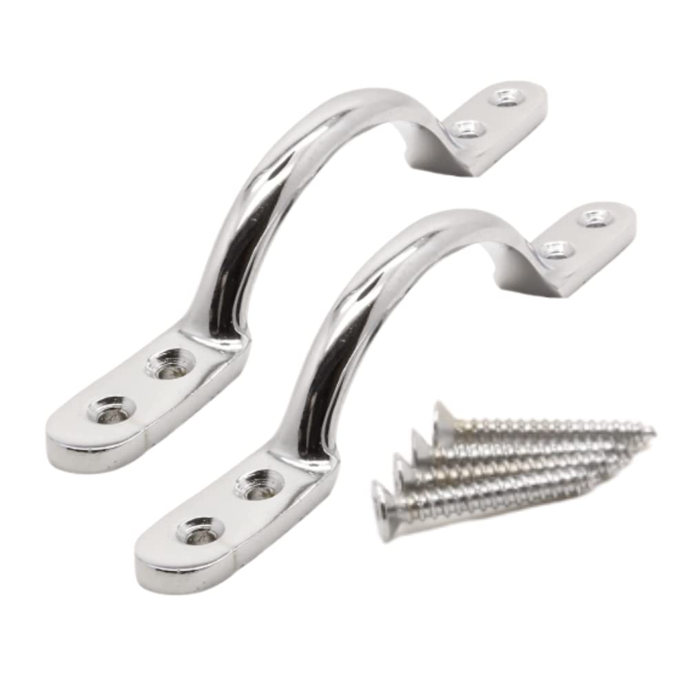 Sisi Uk Chrome Pull Handle 125Mm Bow Handle For Furniture Or Sash Window Frames Cabinet Drawer Cupboard Knobs Pack Of 2.