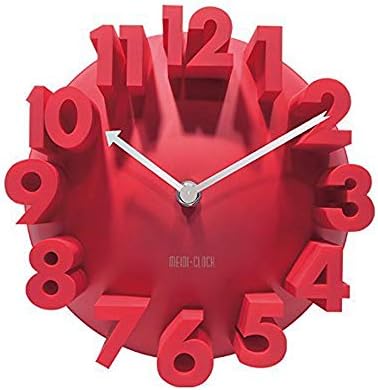 GCA 3D Big Digital Modern Contemporary Home Office Decor Round Quartz Wall Clock (Red)