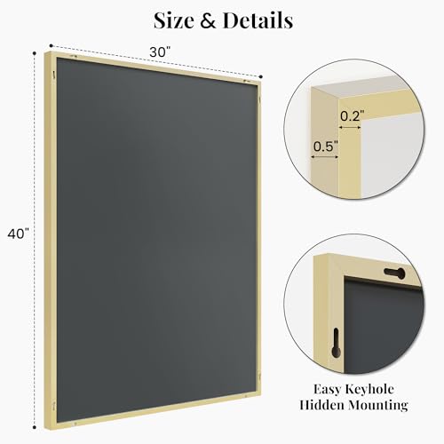 Pocetry 40"x30" Satin Gold Framed Rectangle Bathroom Vanity Wall Mirror by Pocetry - Used condition - Image 7