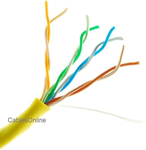 CablesOnline 250ft CAT5e 100% Pure Copper RJ45 350Mhz UTP Solid Ethernet Cable Spool, Yellow, U-B250Y