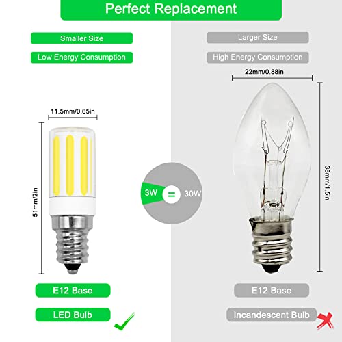 E12 Led Light Bulb 3W Equivalent 25-30W Halogen Mini Candelabra Bulbs Daylight White 5000K Lightbulb 300 Lumens Ac 120V Non-Dimmable Lamps For Chandeliers,Salt Salt Lamp(4 Pack) #TOP3