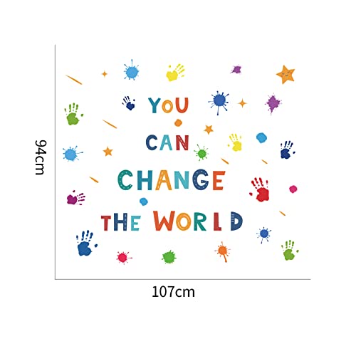 Colorful Inspirational Quotes Wall Decals - Paint Splatter Handprint Wall Stickers - Motivational Positive Saying Wall Art Murals For Classroom Nursery Kids Room Playroom Wall Decor #TOP5