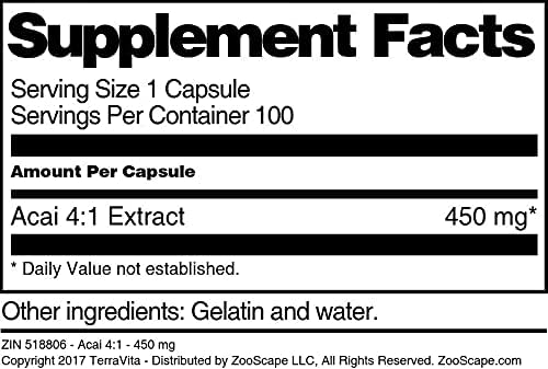 Miniatura 5 de TerraVita Acai 41-450 mg (100 Cápsulas, ZIN 518806)