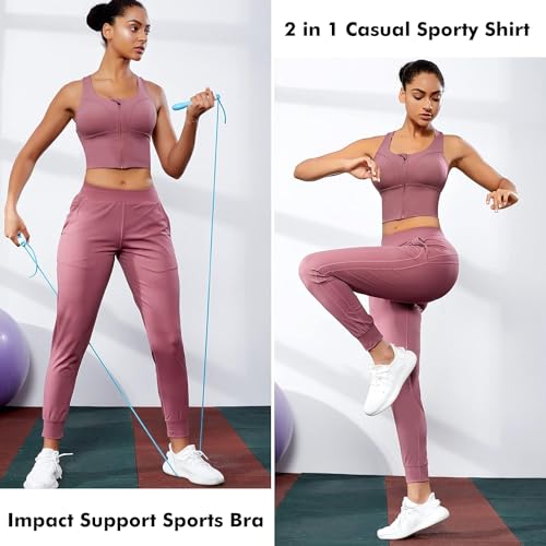 Image of GLAMORAS Women Polyester Spandex Medium Impact Front Zip Sports Bra Longline Fitness Criss Cross Back Crop Tops for Gym, Yoga & Workout - Size: M-2XL