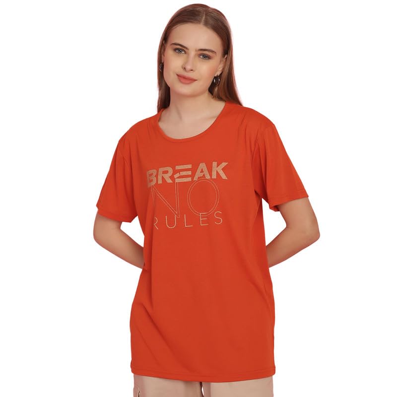 Image of Round Neck Cotton Printed Women Regular Fit Tshirt-P1950