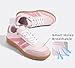 LUCKY STEP Women Classic Retro Gum Sole Fashion Sneakers Casual Tennis Skate Shoe Genuine Leather Walking Footwear Anti Slip Trainers(Pink,8)