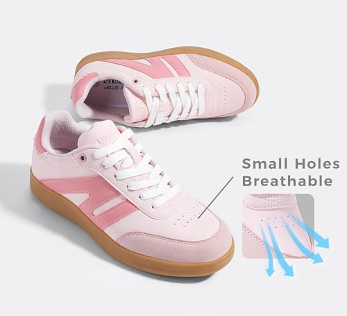 Image of LUCKY STEP Women Classic Retro Gum Sole Fashion Sneakers Casual Tennis Skate Shoe Genuine Leather Walking Footwear Anti Slip Trainers