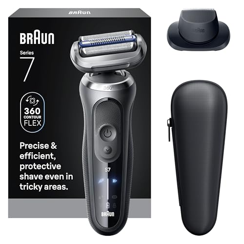 Braun Electric Shaver for Men, Series 7 7120s, Wet & Dry Shave, Turbo & Gentle Shaving Modes, Waterproof Foil Shaver, with Precision Trimmer, Space Grey