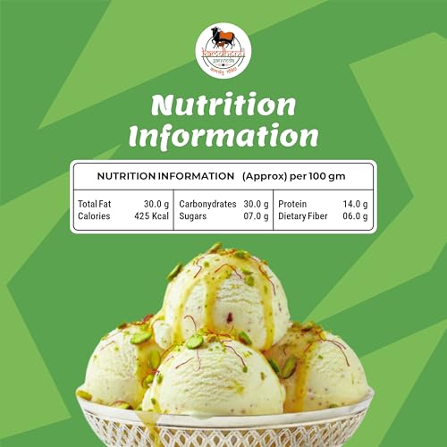 Image of Kamdhenu Gauveda Kesar Pista Ice Cream Mix Powder 150g - Instant Homemade Saffron Pistachio Ice Cream Premix | No Machine Needed | Eggless & Vegetarian | Makes 500ml+ Kulfi, Milkshake & Frozen Dessert